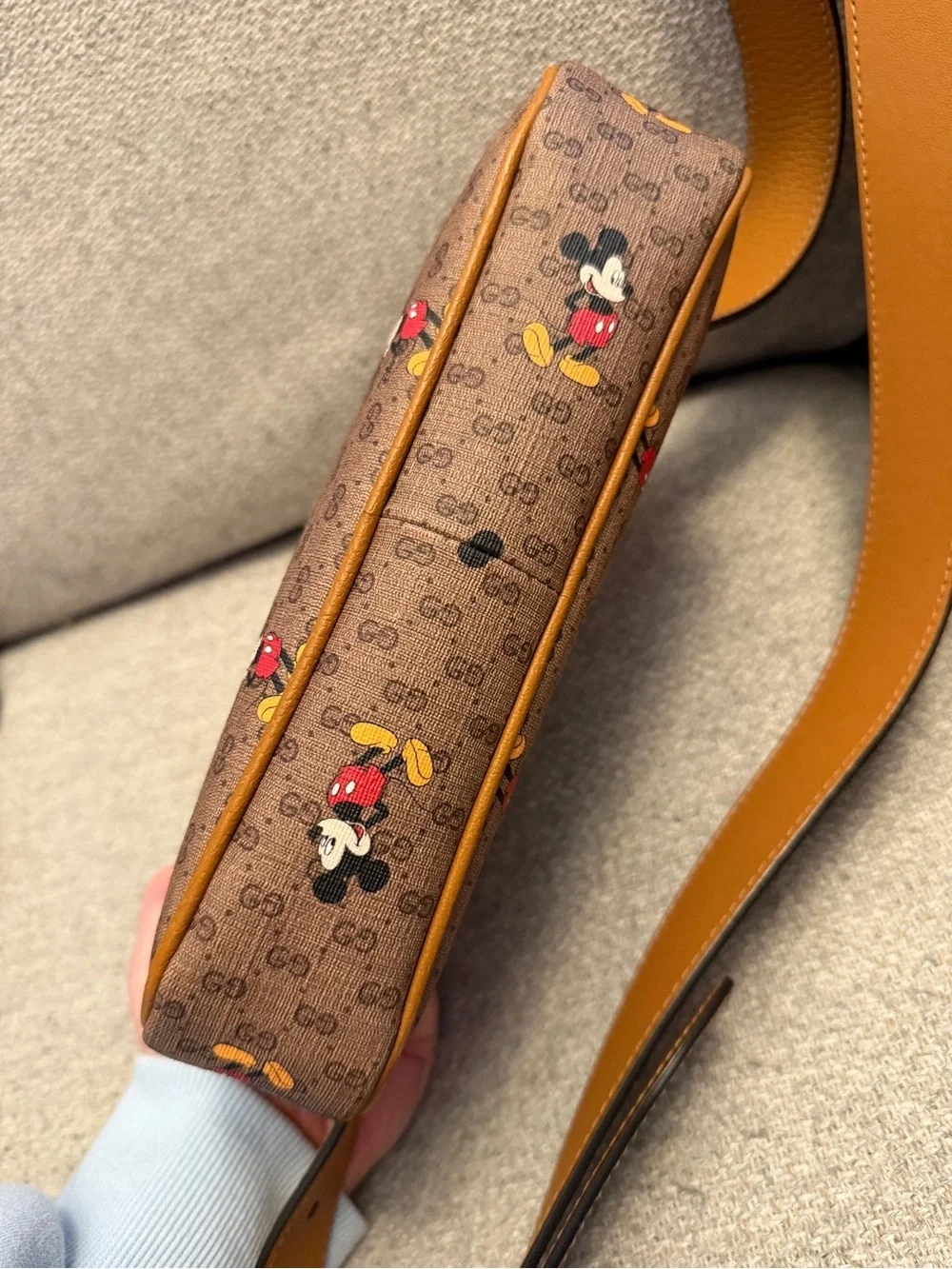 Disney x Gucci Brown GG Canvas Mickey Mouse Crossbody with Tan Trim - Picture 3 of 15